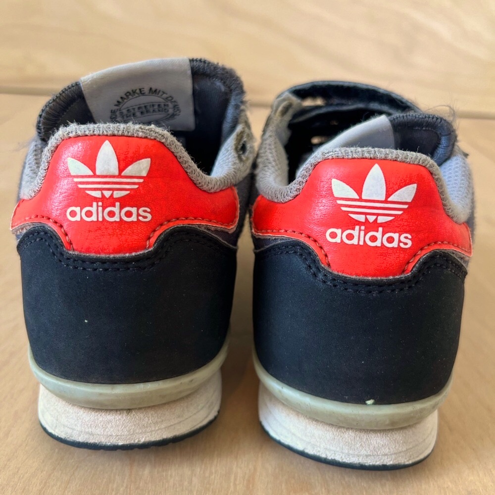 Adidas Kids Black and Gray Sneakers With Velcro Enclosures - Picture 4 of 10